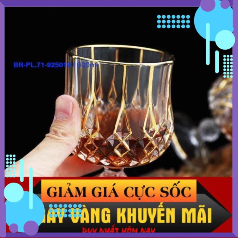 [HÀNG CHẤT LƯỢNG]  Bộ Bình Thủy Tinh Pha lê mạ Vàng 600ml ( 1 Bình 600ml + 6 Ly Pha lê )