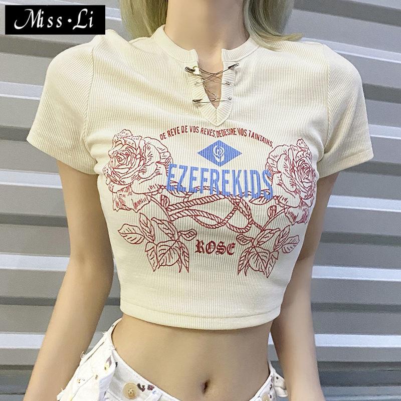 Áo Thun Ngắn Tay Cổ Chữ v Dáng Ôm In Họa Tiết Vui Nhộn Thoải Mái Quyến Rũ Cho Nữ