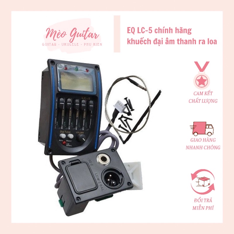 EQ Guitar LC5, Pick Up cho đàn Guitar Acoustic, Classic 5 băng tần, tích hợp máy tuner lên dây đàn