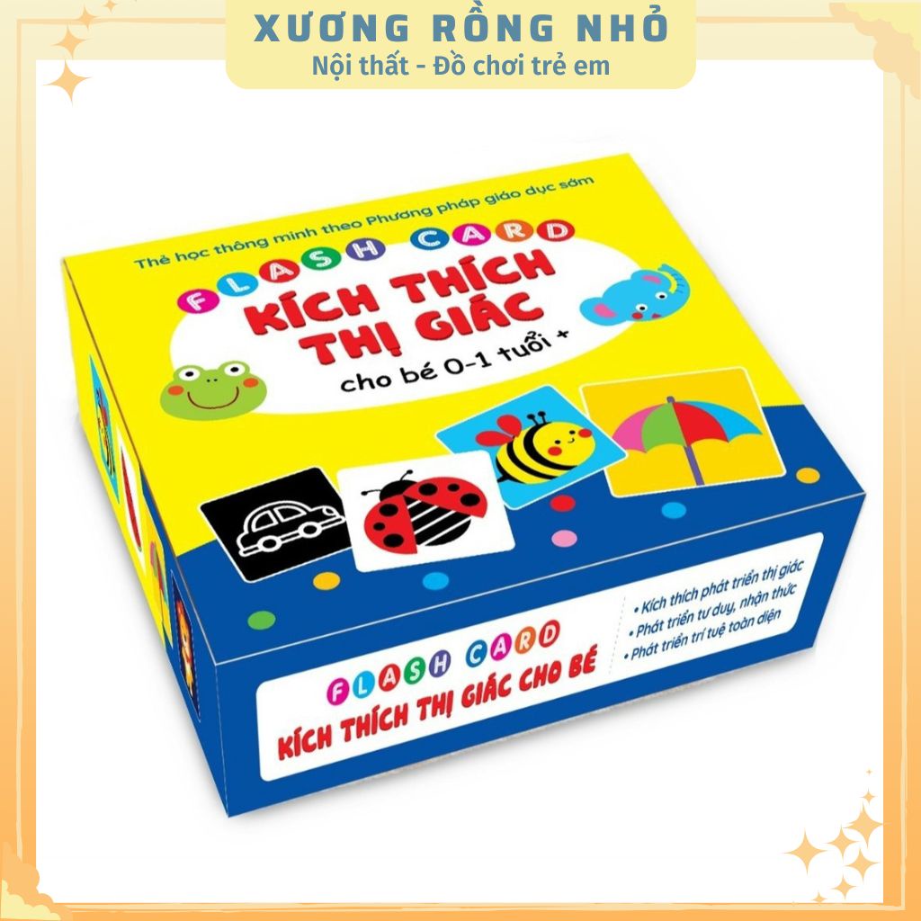 Trọn bộ Flash Card thẻ kích thích thị giác cho trẻ sơ sinh 0-1 tuổi, thẻ thị giác đen trắng, Flashcard Glenn Doman