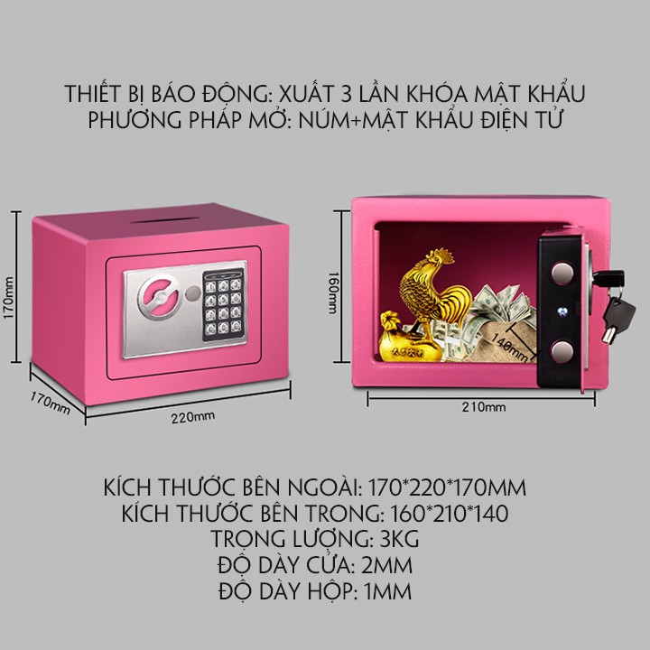 Két Sắt mini Khóa Số Xách Tay Thông Minh Có Ngăn Nhét Tiền – 257