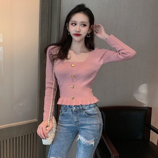 [Siêu Hot] Áo len nữ cổ vuông chất len mịn
