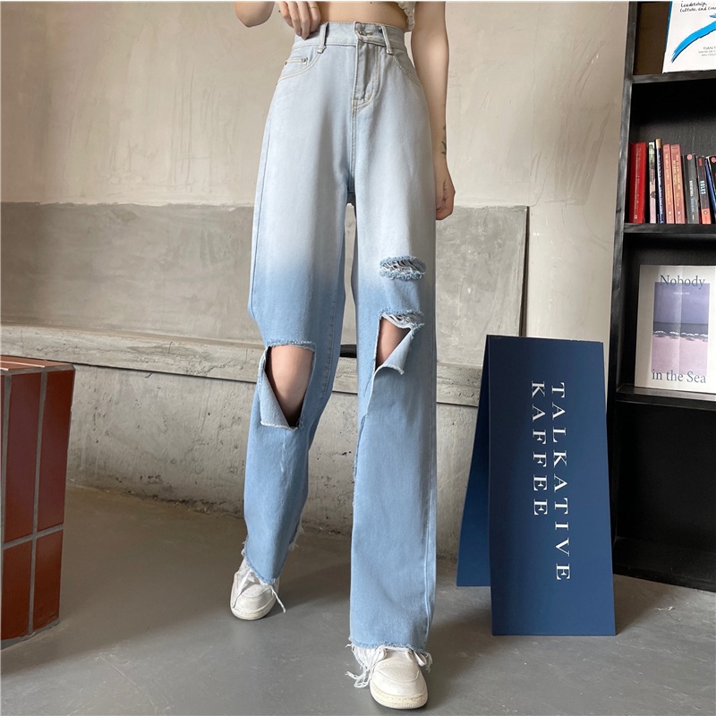 SUXI Quần Jean Dài Ống Rộng Lưng Cao Thời Trang Mùa Hè Cho Nữ