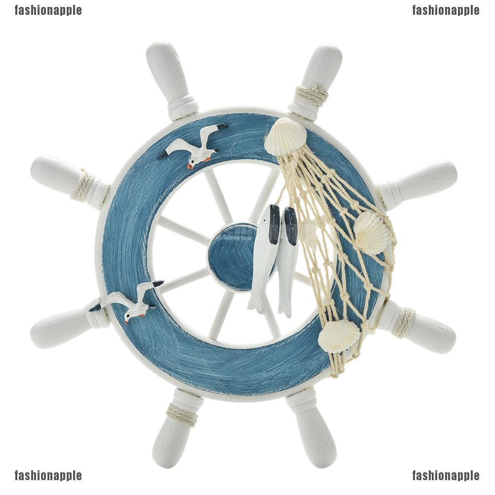 Lưới Đánh Lái Thuyền Bằng Gỗ Màu Xanh Dương Trắng 1X 9 inch Trang Trí Tường