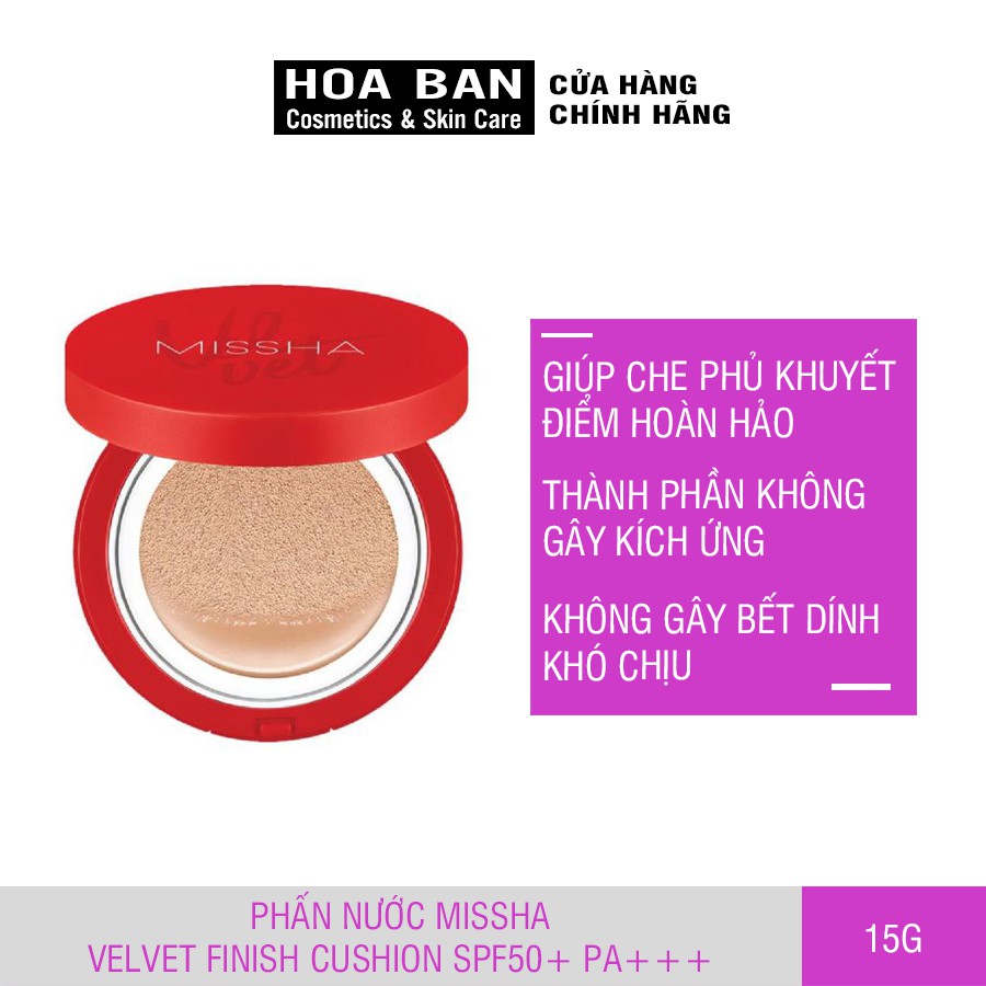 Phấn nước Missha Velvet Finish Cushion SPF50+ PA+++ 15g Kiềm Dầu Missha M Magic Cushion Cover Lasting