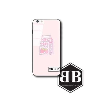 Ốp lưng kính cường lực iphone 6 / 6s hình trà sữa dễ thương