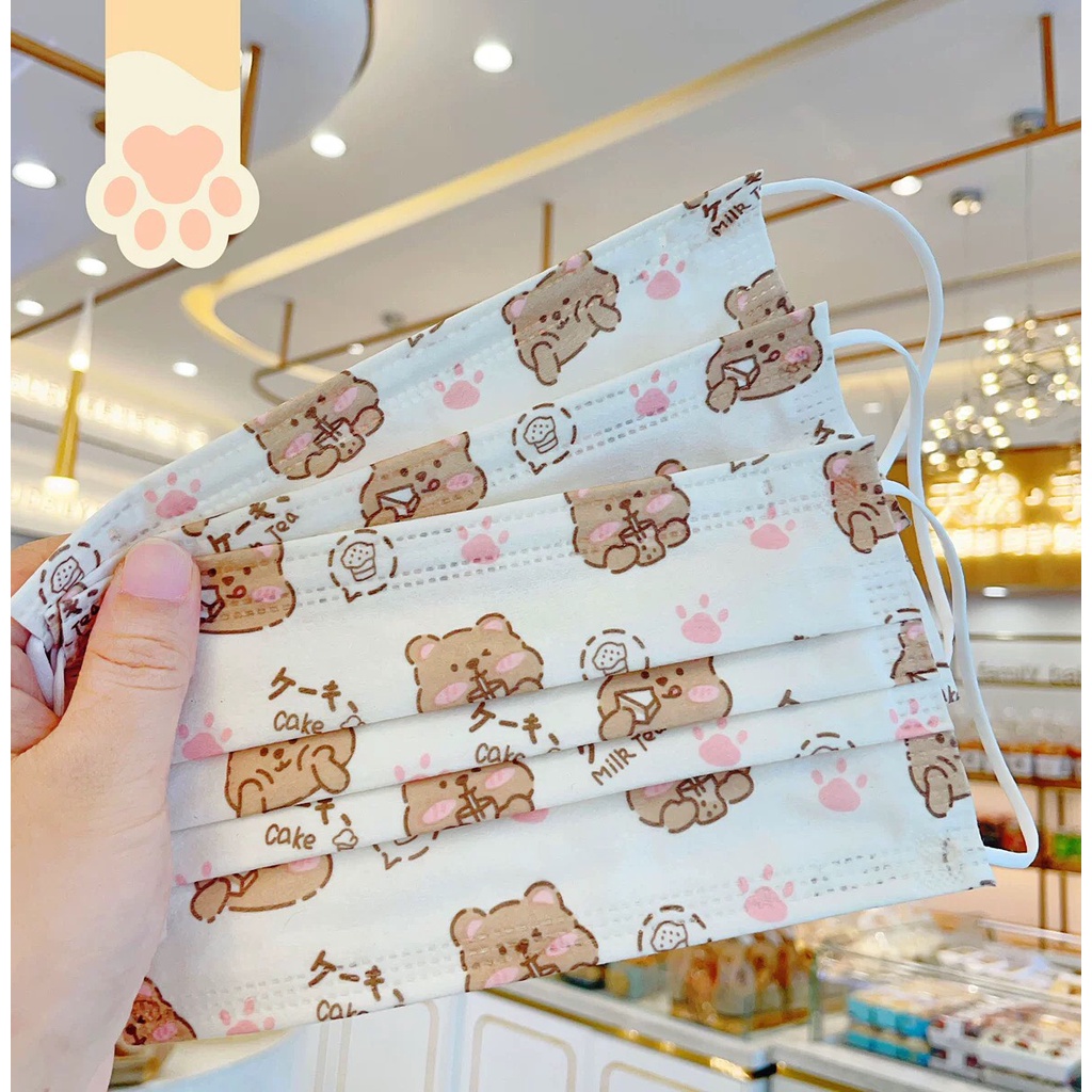 Khẩu trang Hàn quốc in hình gấu, thỏ dễ thương x Pandinee KT01