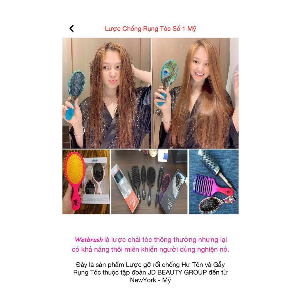 Lược Gỡ Rối Wet Brush Original Detangler Chống Rụng Tóc