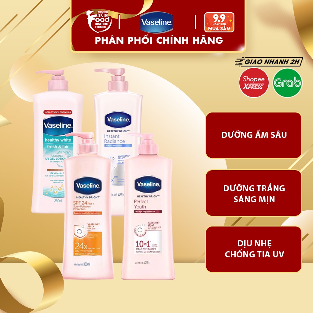Sữa dưỡng thể body giúp trắng da, ẩm da toàn thân Vaseline Healthy White