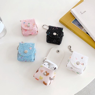 Airpods case Sparkly cute girly heart Airpods 1/2/3 cute cartoon Airpods Silicone soft Case For Apple  Headset Protective Cover