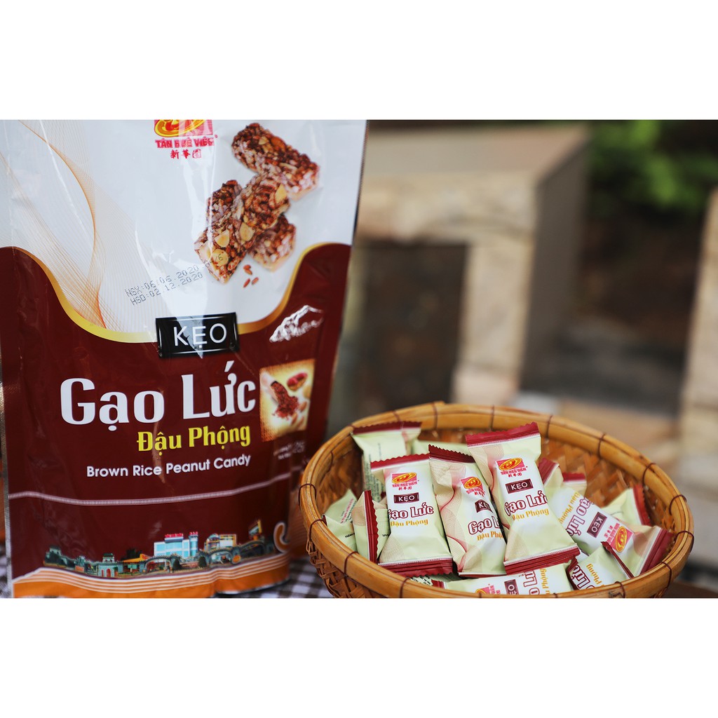 Kẹo Gạo Lứt Đậu phộng Tân Huê Viên túi 250gr