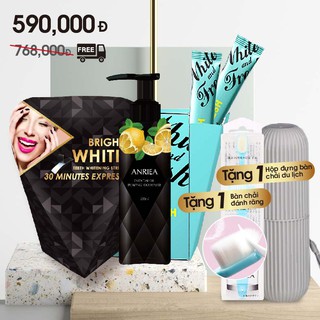 Combo Liệu Trình 7 Ngày + 1 Kem Đánh Răng Chanh + 1 Hộp Nước Súc Miếng TẶNG 1 Bàn Chải + 1 Hộp Đựng