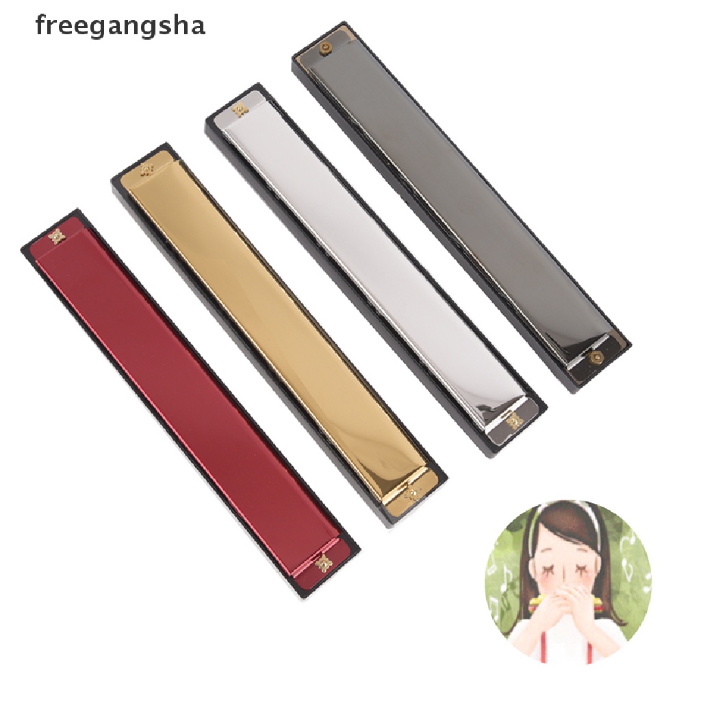 [FREG] Tremolo Harmonica Metal 24 Holes With Case Mouth Organ Key of C For Beginner FDH