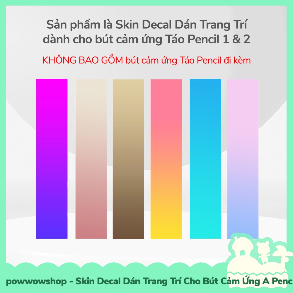 [Sẵn VN - Hỏa Tốc] 24 Mẫu Skin Decal DIY Dán Trang Trí Cho Bút Cảm Ứng Táo A Pencil 1 &amp; 2 Part 1 Collection