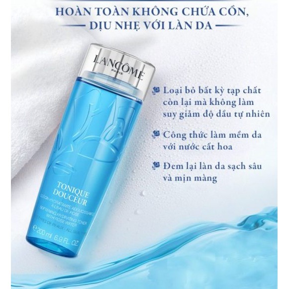 (Sẵn) Nước Hoa Hồng Lancome Tonique Douceur Softening Hydrating Toner with Rose Wate