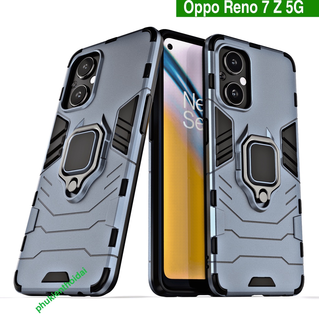 Ốp lưng Oppo Reno 7 Z 5G Iron Man Iring chống sốc giá đỡ xem phim kiêm nhẫn hút ô tô