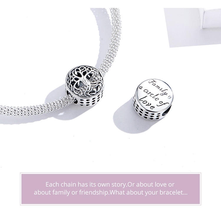 Hạt Phụ Kiện Bamoer SCC1457 Bằng Bạc 925 Mặt Hình Cây Sự Sống Phong Cách Cổ Điển Thời Trang