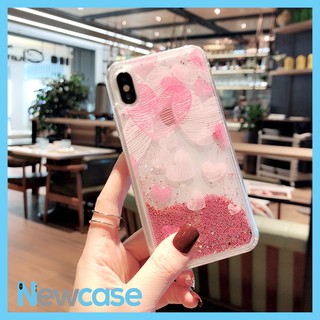 Ốp lưng nhũ bi chảy trái tim - iphone 6, 6plus, 7, 7plus, 8, 8plus, x, xs