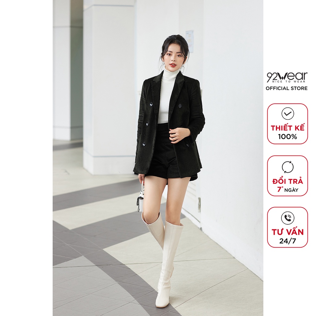 Áo vest nữ 92WEAR phong cách hàn quốc thiết kế trẻ trung dài tay, chất nhung tăm cao cấp VBA2112 | BigBuy360 - bigbuy360.vn