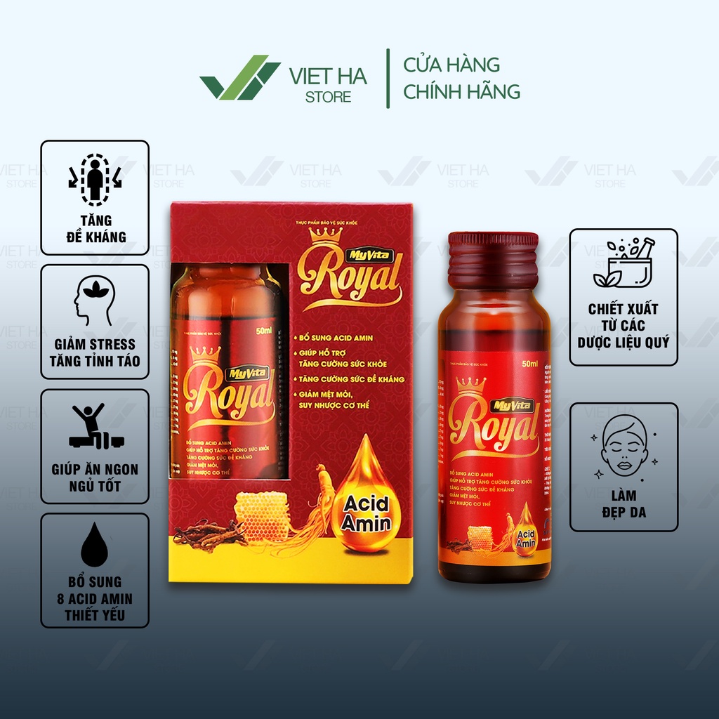 Thực phẩm chức năng MyVita Royal - Tăng cường đề kháng, Ăn được ngủ được, Tăng cường sức khỏe - Hộp 02 chai