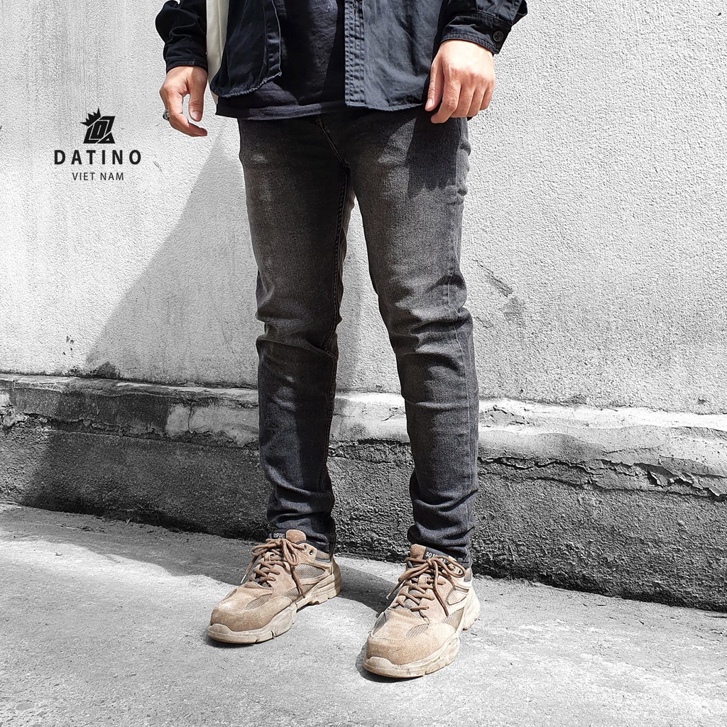 Quần jean nam streetwear DATINO màu xám chất Denim co giãn, bền màu giặt tay giặt máy.