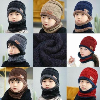 Bộ mũ len + khăn choàng cổ giữ ấm cho bé