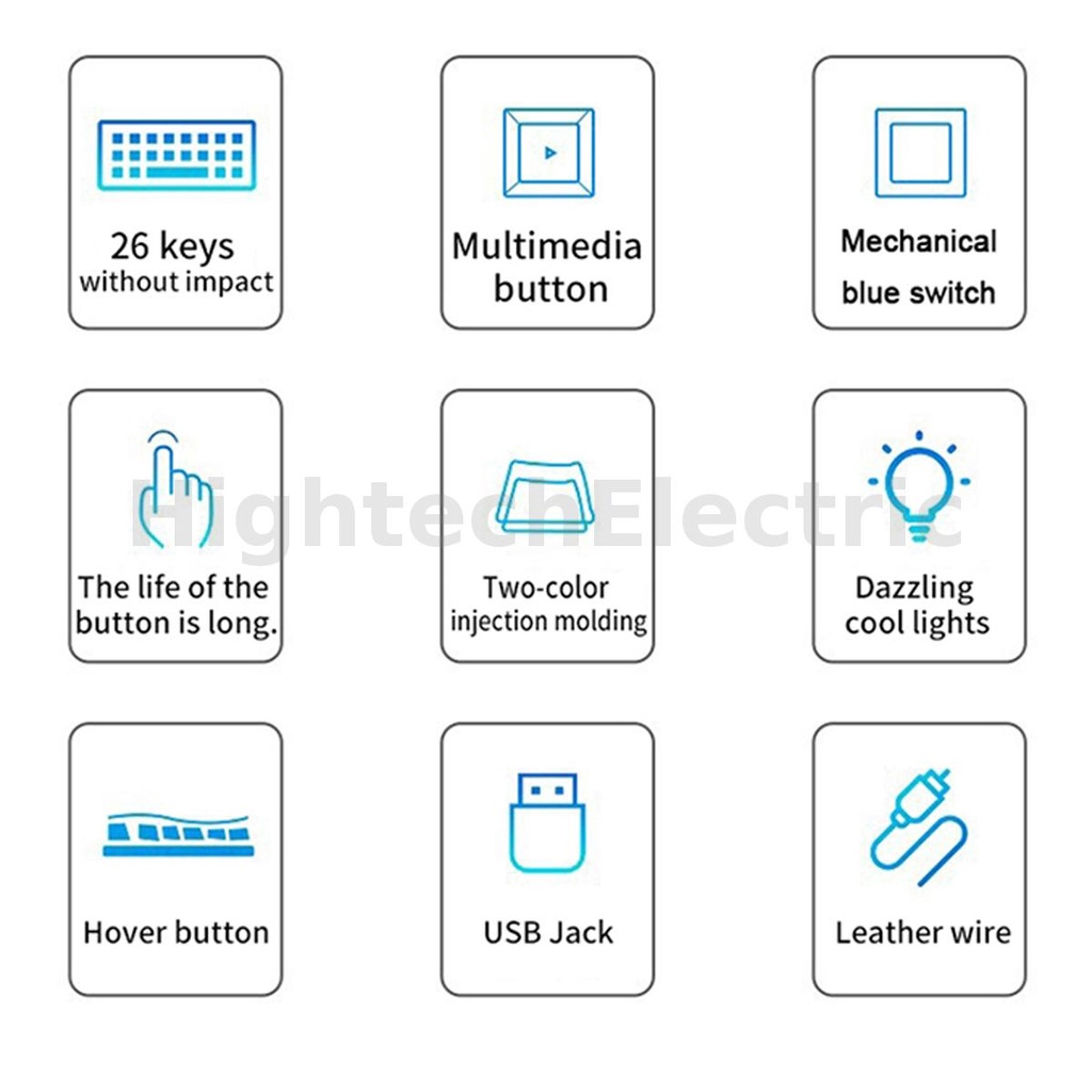 Bàn Phím Cơ Chơi Game RGB 87 Phím Có Dây