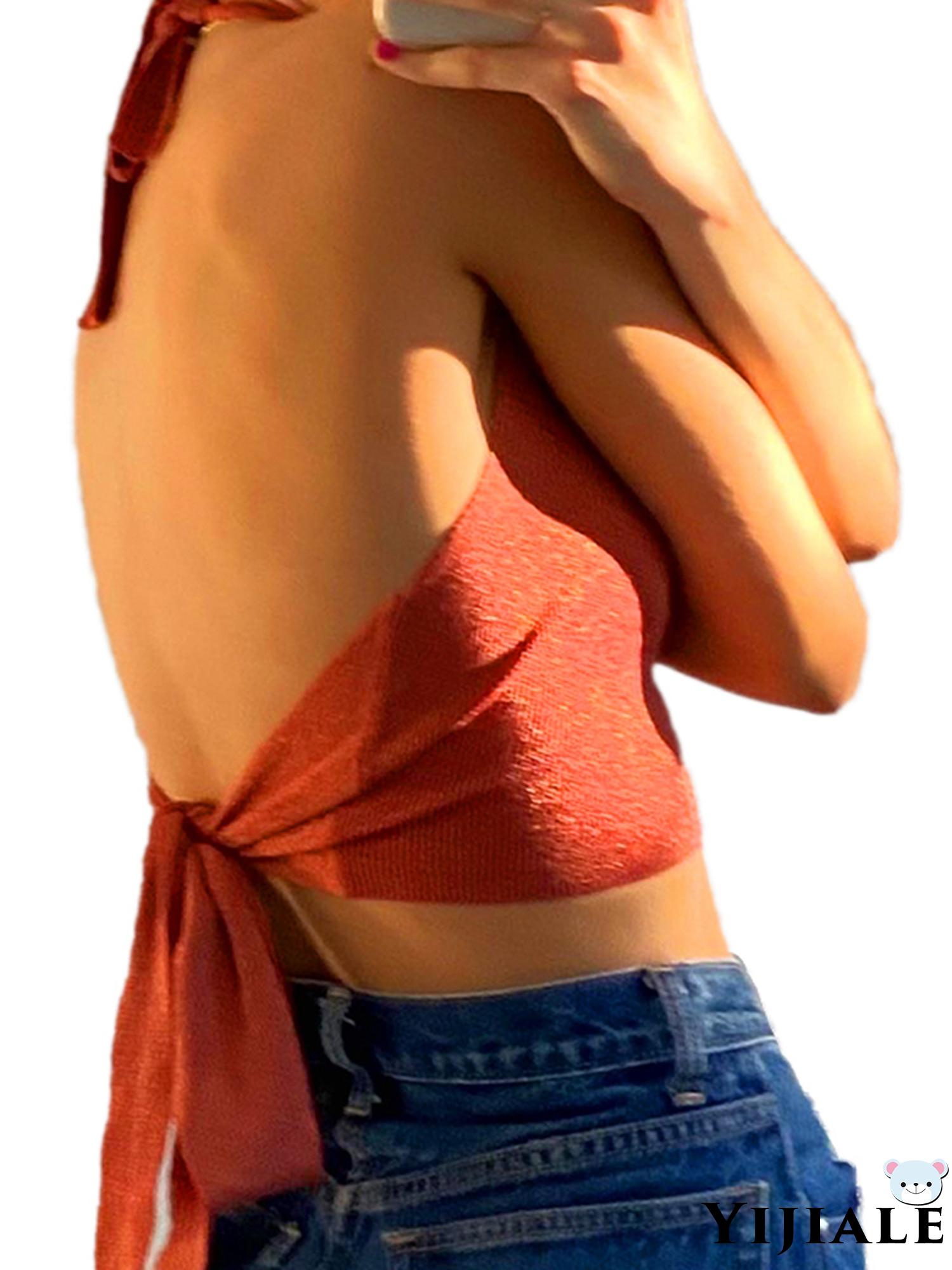 Áo Croptop Không Tay Màu Trơn Thắt Nơ Lưng Thời Trang Nữ  | BigBuy360 - bigbuy360.vn