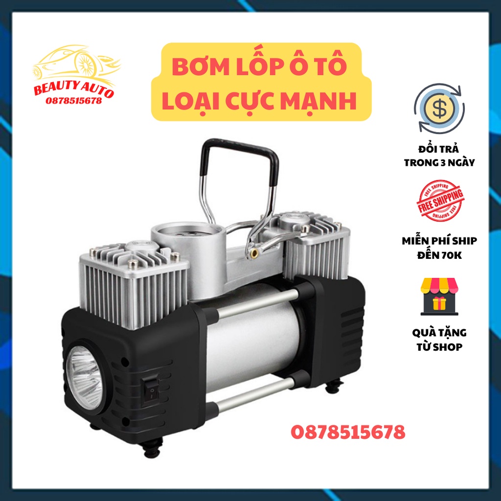 Máy Bơm Lốp Ô Tô 12V 2 Pít Tông, Bơm Lốp Xe Hơi Siêu Khỏe, Siêu Nhanh, Bơm Xe Sedan, SUV, Bán Tải - BẢO HÀNH 6 THÁNG