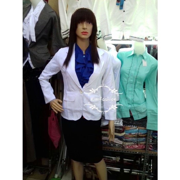 Áo khoác Blazer một nút màu trắng thời trang công sở cho nữ