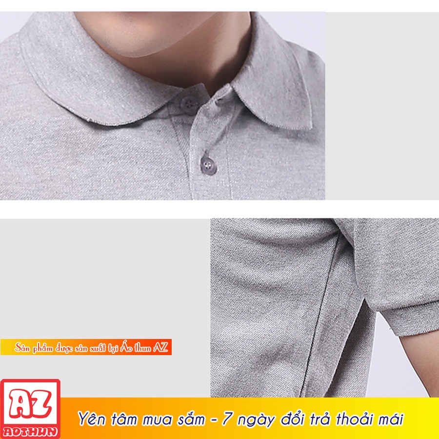 Áo thun nam nữ có cổ  màu xám chuột lợt trơn - Vải Cá sấu Poligan Thái