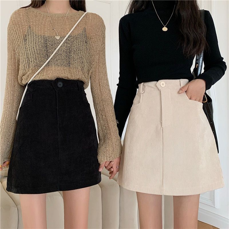 Chân váy chữ A lưng cao thời trang Hàn Quốc cho nữ