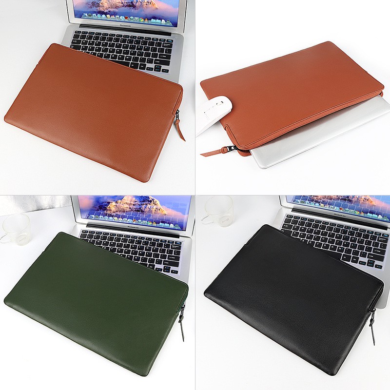 Túi Đựng Laptop Bằng Da PU Đơn Giản Chống Sốc Chống Thấm Nước Chống Bụi Cho Apple Macbook Huawei Dell Notebook 13/14/15/15.6 inch