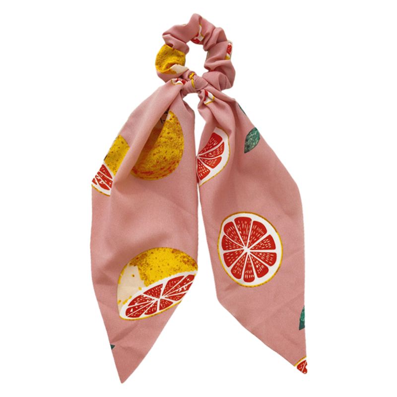 Dây Cột Tóc Ruy Băng Co Giãn Màu Kẹo Ngọt In Hình Quả Bưởi Dễ Thương Cho Nữ