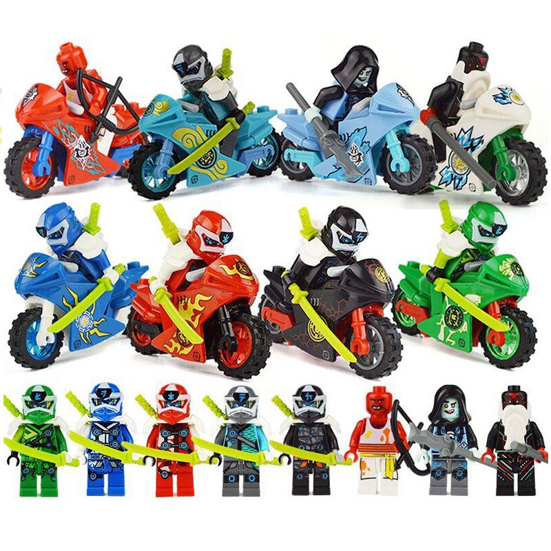 Lego Ninjago Xe máy Bộ Minifigures Ninja Mini Figures Phù hợp với Lego Blocks Đồ chơi Xếp hình Quà tặng cho trẻ em 8 chiếc