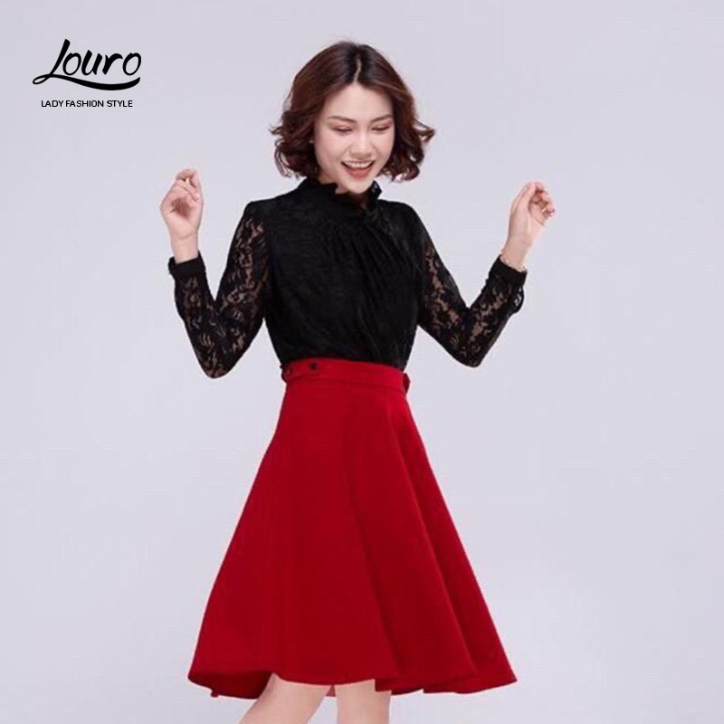 Chân váy dài Louro L703, mẫu chân váy dài đẹp dáng qua gối, xòe 360 độ nhẹ nhàng thanh lịch, chất liệu cao cấp | BigBuy360 - bigbuy360.vn