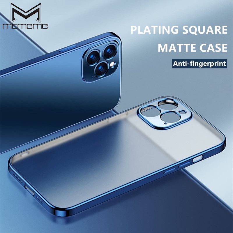 For IPhone 13 12 Mini 11 Pro Max X XR XS 6 7 8 Plus Ống kính SE 2020 Mạ vuông cho compatible with for IPhone Mạ vuông Mờ trong suốt Vỏ silicon mềm chống bám vân tay Chống rơi rớt Siêu mỏng cho Tất cả bao gồm Ốp lưng mới nhất
