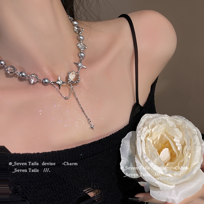 Vòng cổ Hình Mắt Mèo Đính Tua Rua Thời Trang Cao Cấp Phong Cách Hip Hop Hàn Quốc