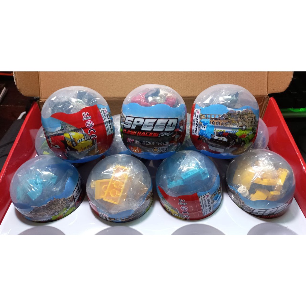 Bộ Gạch Nhựa Lắp Ghép 6in1 Các Mẫu Xe Đua, Đồ Chơi Giáo Dục Hộp Quả Trứng  07013