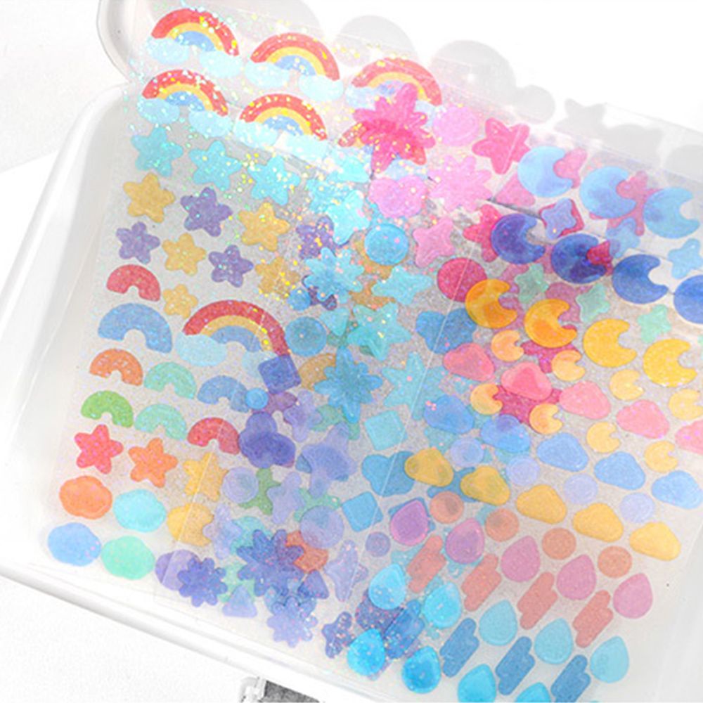 Miếng dán trang trí sổ tay họa tiết hoạt hình màu laser trái tim chống thấm nước