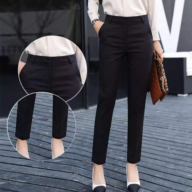 Quần tây công sở khóa trước_baggy công sở ko ly ống bằng_kèm ảnh thật M668