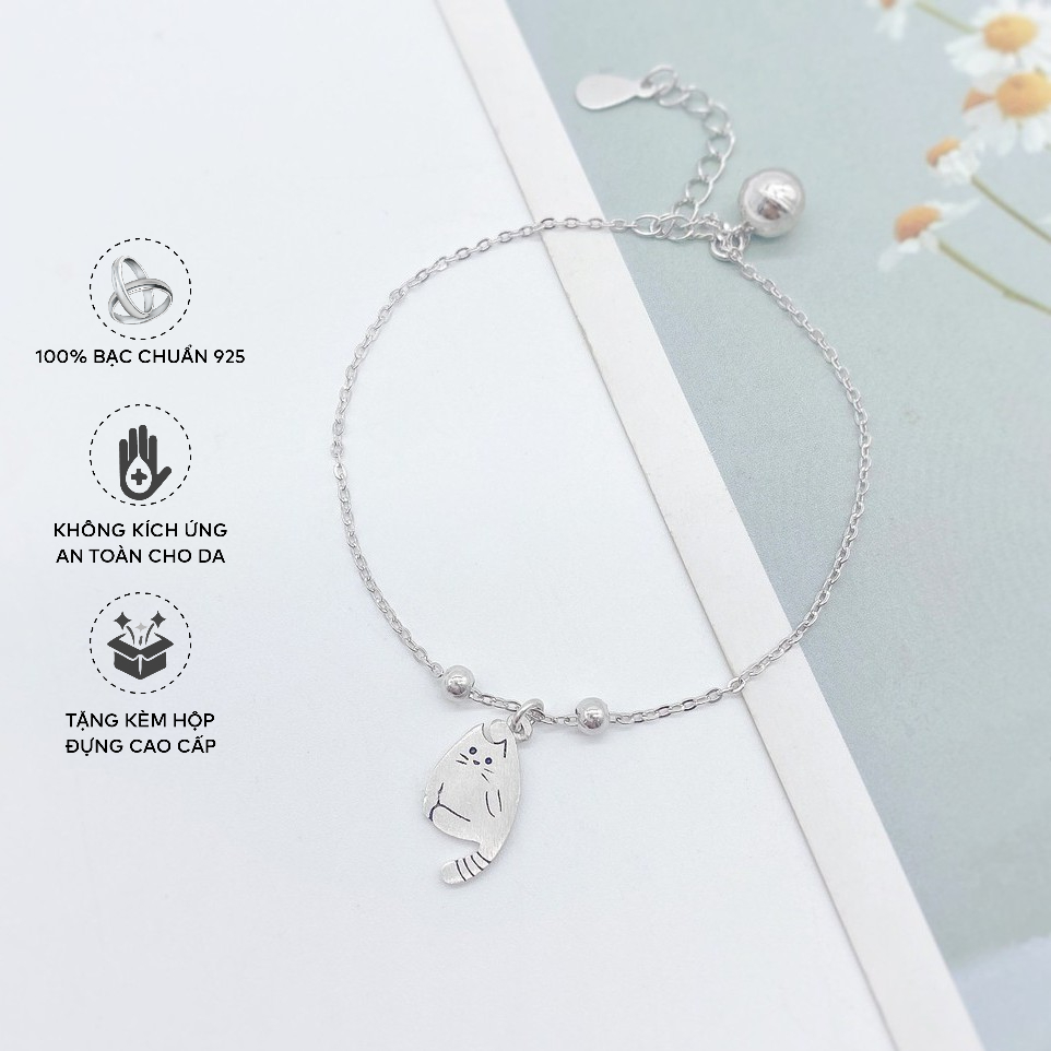 Lắc Tay Bạc Blue Peach Cute Cat LT546