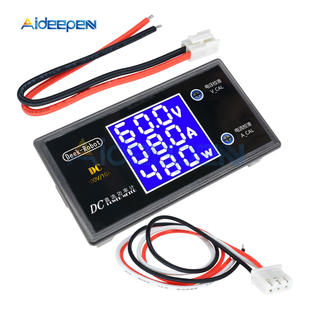 Đồng hồ đo vôn kế / công suất / dòng điện 0-100V 10A màn hình LCD 12 24 36V 1000W
