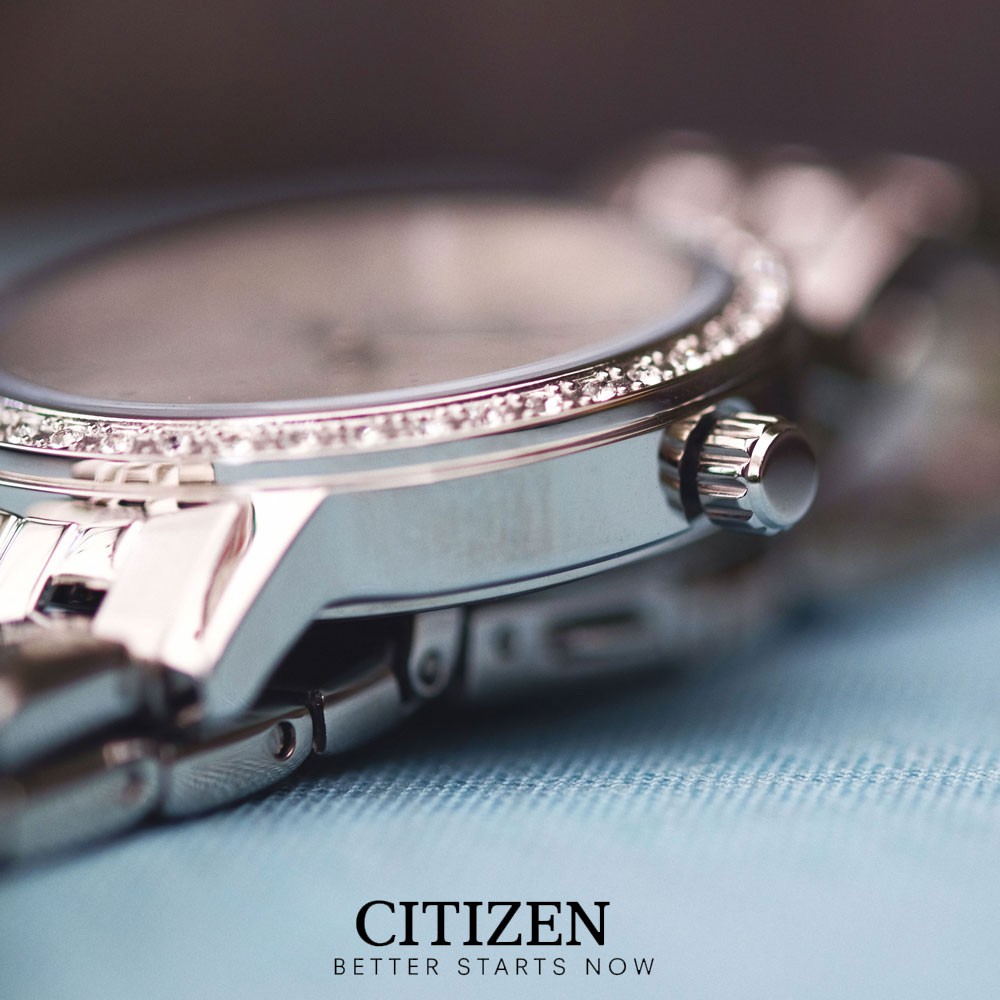 Đồng Hồ Citizen Nữ Đính Đá Swarovski Dây Kim Loại Pin-Quartz EL3040-80A - Mặt Trắng (31mm)