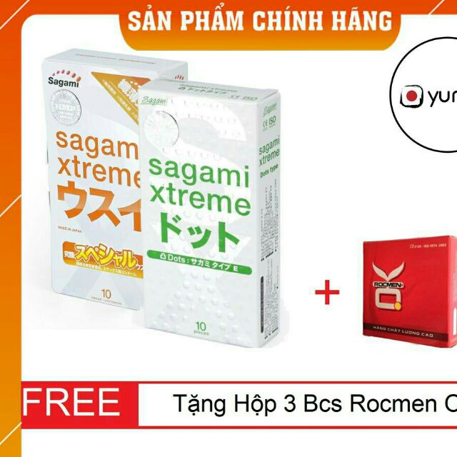 Combo 2 Hộp Bao Cao Su SAGAMI Xtreme White & Super Xtreme Siêu Mỏng, Tặng Hộp 3 BCS ROCMEN OK