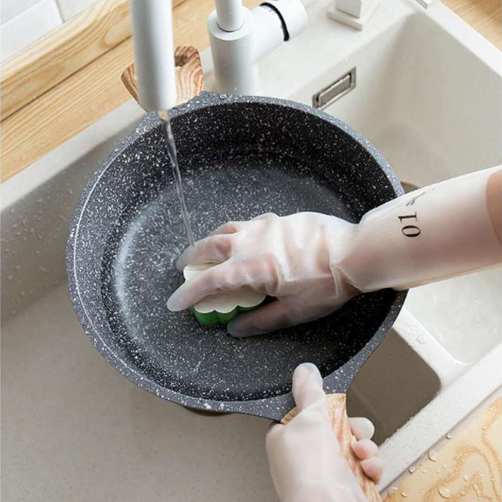 Găng tay cao su siêu dai làm bếp làm vườn cắt không đứt, găng tay rửa bát chén silicon đàn hồi tốt, chống nứt nẻ da tay