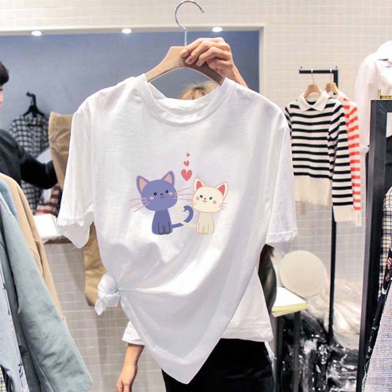 Áo Thun Cotton Thời Trang Mùa Hè Phong Cách Hàn Quốc  Áo Thun Ngắn Tay Dáng Ôm In Hoạt Hình Thời Trang Cá Tính