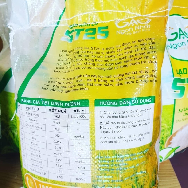 Túi 5kg Gạo ST25 - Gạo ngon nhất - Gạo sữa Dương Xuân Quả - The Best Rice