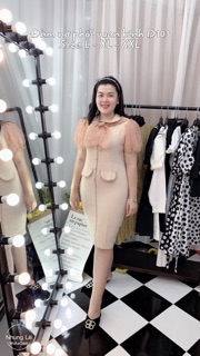 Đầm nơ phối voan kính D103