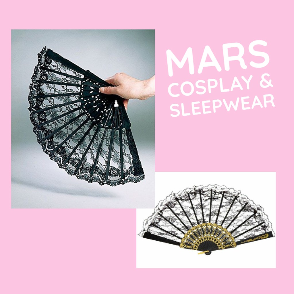 Quạt ren hoa đen, trắng cosplay cổ trang, chụp hình, tiệc tùng, phong cách tiểu thư | BigBuy360 - bigbuy360.vn